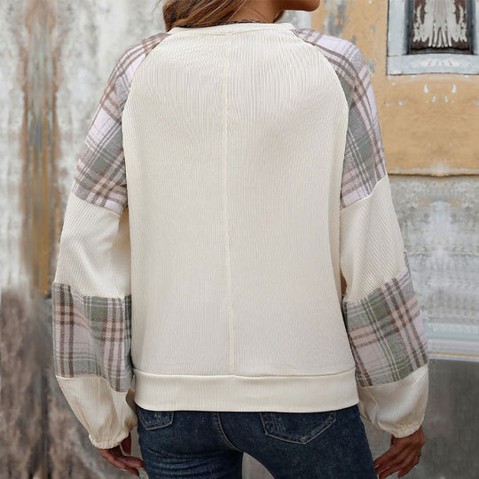 Damen lässiger Pullover mit Karoden und modischem Schnitt EB
