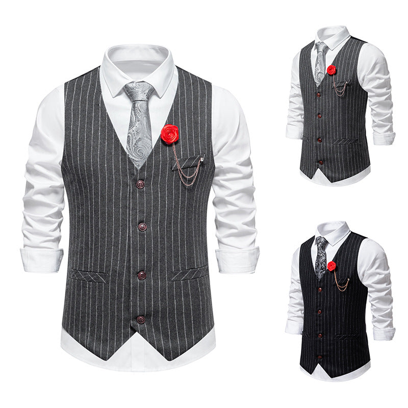 Herren elegante Anzugweste mit feinem Nadelstreifen und praktischen Taschen EB