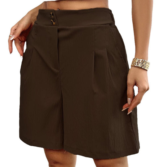 Damen modische Shorts mit hohem Bund und eleganten Faltendetails EB
