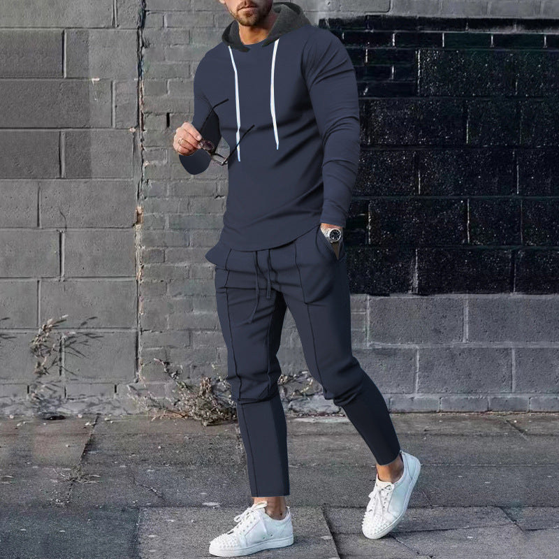 Herren nan zweiteiliges Kapuzen-Lounge-Set mit schmal geschnittenem Kapuzenpullover und tapered Jogginghose EB