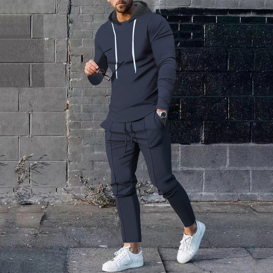 Herren nan zweiteiliges Kapuzen-Lounge-Set mit schmal geschnittenem Kapuzenpullover und tapered Jogginghose EB