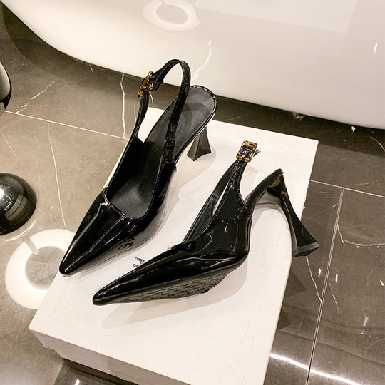 Damen Slingback-Pumps mit edlem Lackleder und aufregendem Absatzdesign EB