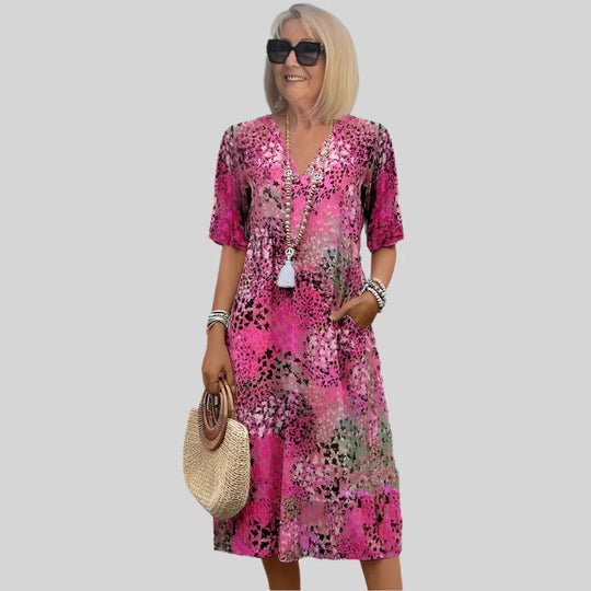 Damen Sommerliches Maxikleid mit floralem Design und praktischen Taschen EB