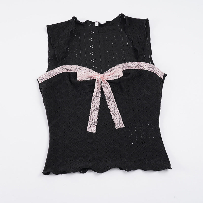 Damen Spitzen-Camisole mit dekorativem Bindeband EB