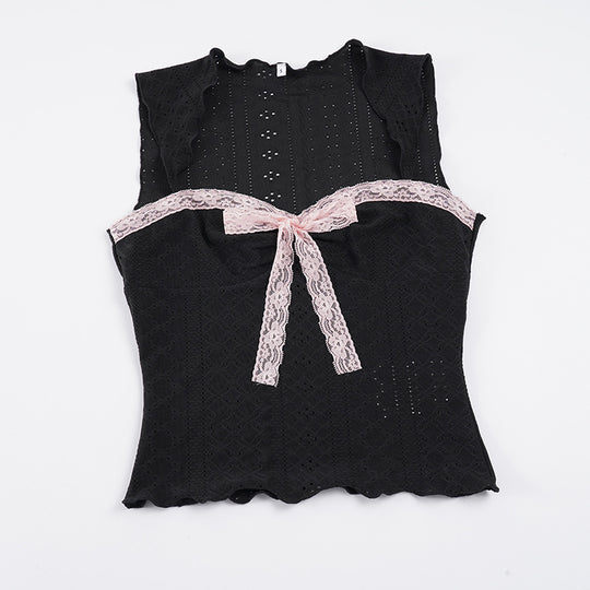 Damen Spitzen-Camisole mit dekorativem Bindeband EB