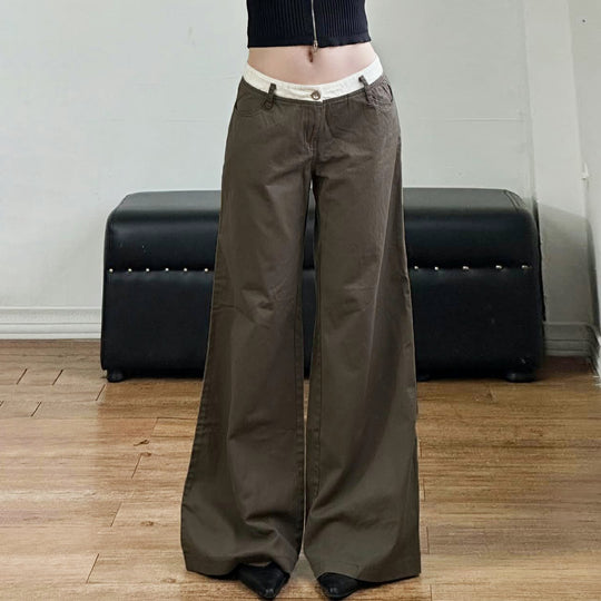 Damen nan Highwaist-Culottehose mit weitem Bein und kontrastierendem Bunddetail EB