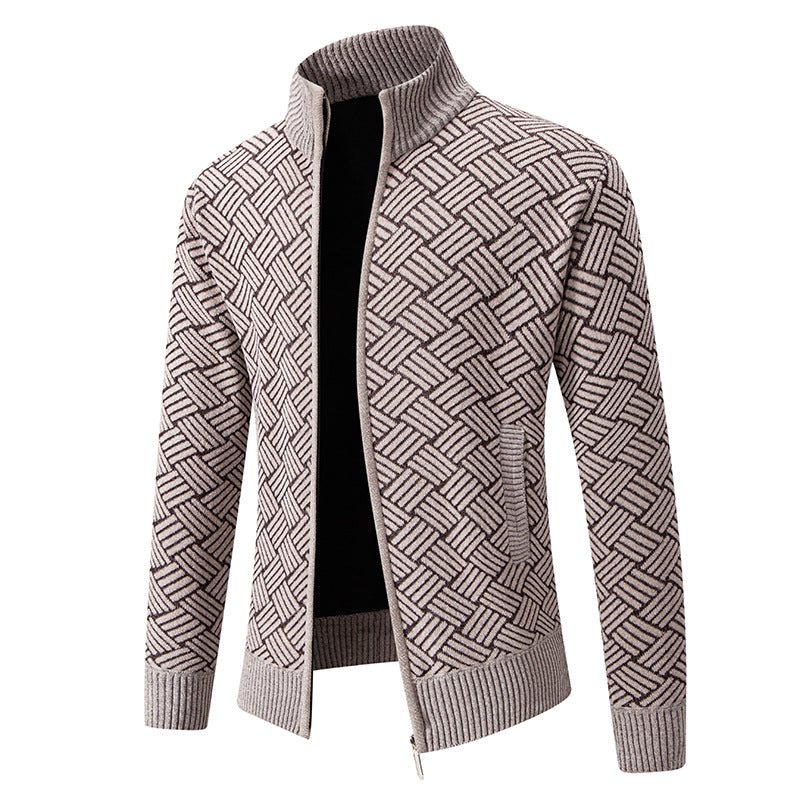 Herren Strickjacke mit modernem Karomuster EB