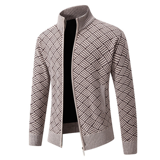 Herren Strickjacke mit modernem Karomuster EB