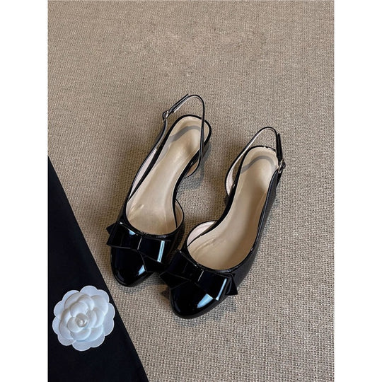 Damen Slingback Ballerinas mit glänzender Schleifenverzierung EB