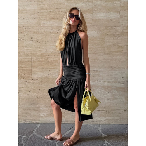 Damen Wickelkleid mit modischem Schnitt und elegantem V-Ausschnitt EB