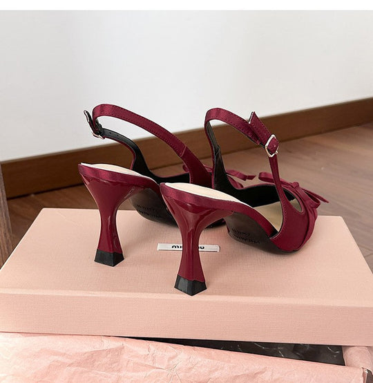 Damen Slingback Pumps mit zartem Schleifenakzent und elegantem Blockabsatz EB