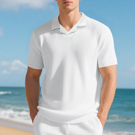 Herren Kurzarm Poloshirt mit strukturiertem Design und modernem Stehkragen EB