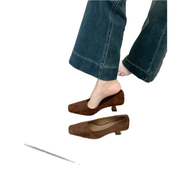 Damen elegante Slingback Pumps im Samt-Look EB