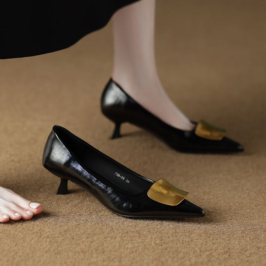 Damen elegante spitze Pumps mit modischem Absatz EB