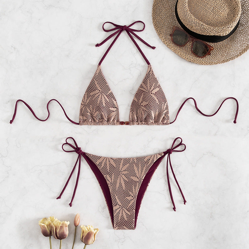 Damen Bikini-Set mit verspieltem Netzdesign und verstellbaren Bindebändern EB