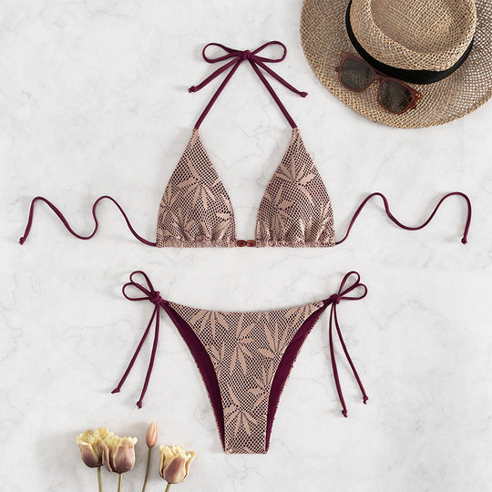 Damen Bikini-Set mit verspieltem Netzdesign und verstellbaren Bindebändern EB