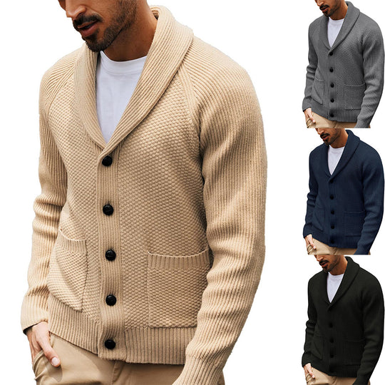 Herren Strickjacke mit Schalkragen und Taschen EB