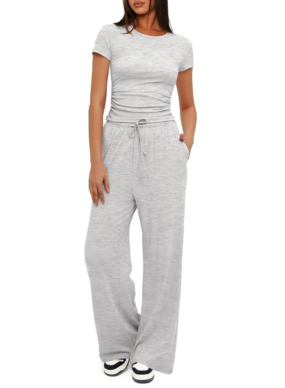 Damen Lässiges Lounge-Set mit weitem Oberteil und bequemen Hosen EB
