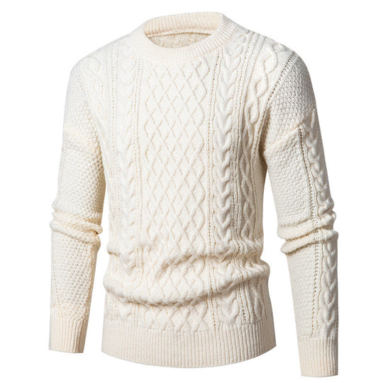 Herren Grobstrickpullover mit modischem Zopfmuster EB
