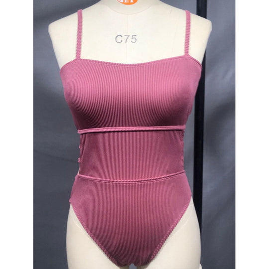 Damen Einteiler Badeanzug mit elegantem Rippendesign und figurschmeichelnder Silhouette EB