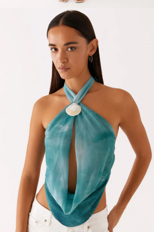 Damen Halstopp im angesagten Wickel-Design mit hochwertigem Details EB