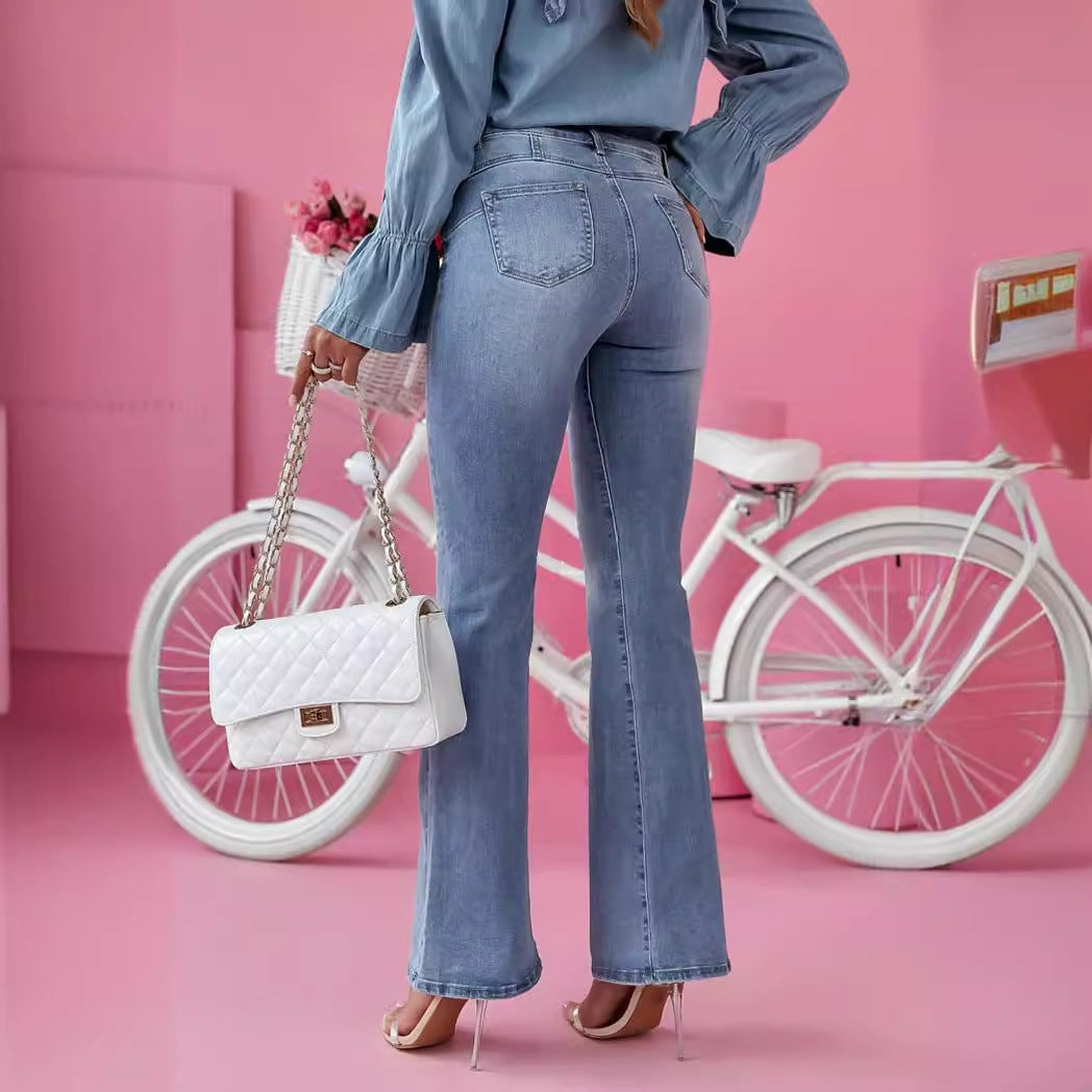 Damen Flared Jeans im eleganten Vintage-Look mit hoher Taille EB