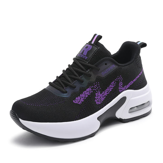 Damen nan modischer Strick-Fitness-Sneaker mit ergonomischer Rocker-Sohle und integrierter Dämpfungskammer EB