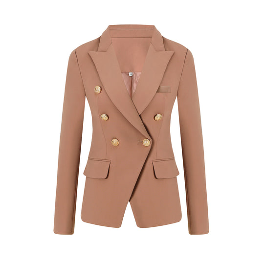Damen Elegante Doppelreihige Blazerjacke mit goldenen Knöpfen EB