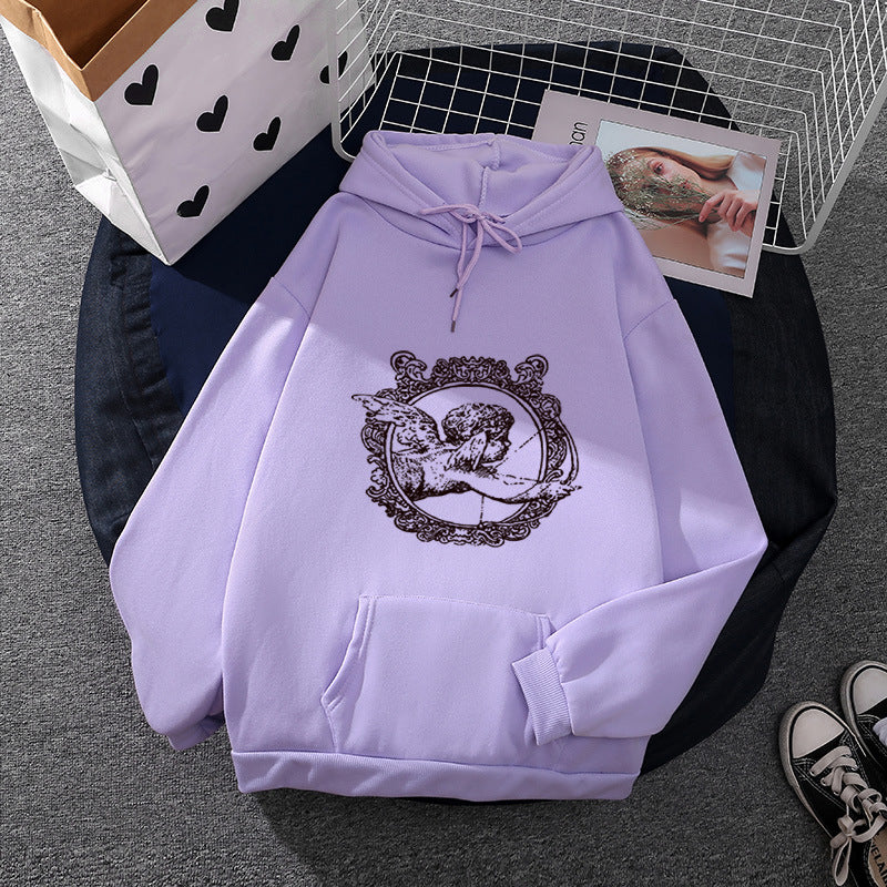Unisex nan lässiger Kapuzenpullover mit Vintage-Ornamentdruck, Kängurutasche und doppellagiger Kapuze EB