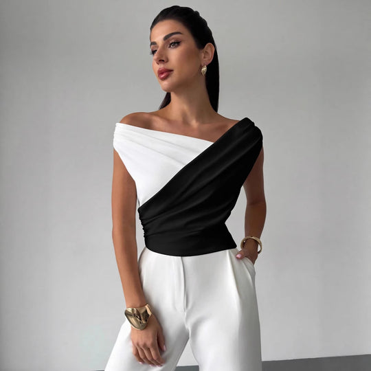 Damen Wickeloberteil mit asymmetrischem Design und eleganten Rüschendetails EB