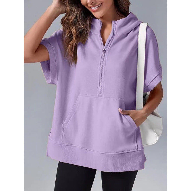 Damen Lässiger Kapuzenpullover mit Reißverschluss und praktischen Taschen EB
