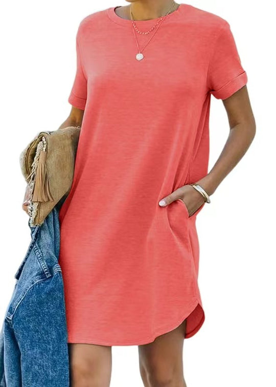 Damen Casual Kleid mit praktischen Taschen EB