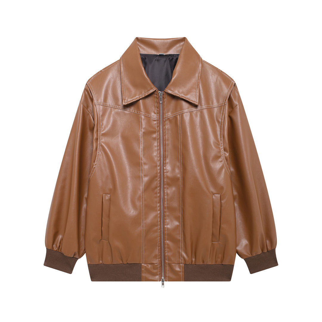 Damen Kunstlederjacke mit lässigem Schnitt und elastischem Saum EB