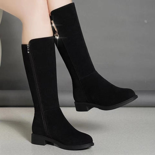 Damen Hochwertige Stiefel mit seitlichem Reißverschluss und modischem Detail EB