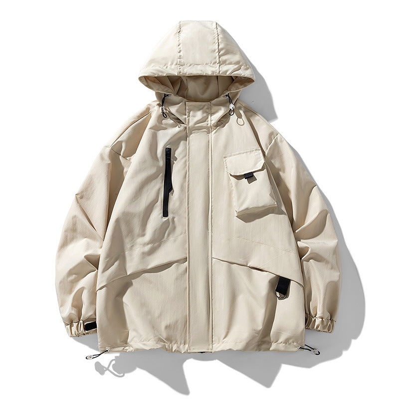 Herren technische Outdoor-Jacke mit multifunktionalen Taschen und verstellbarer Kapuze EB