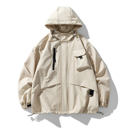 Herren technische Outdoor-Jacke mit multifunktionalen Taschen und verstellbarer Kapuze EB