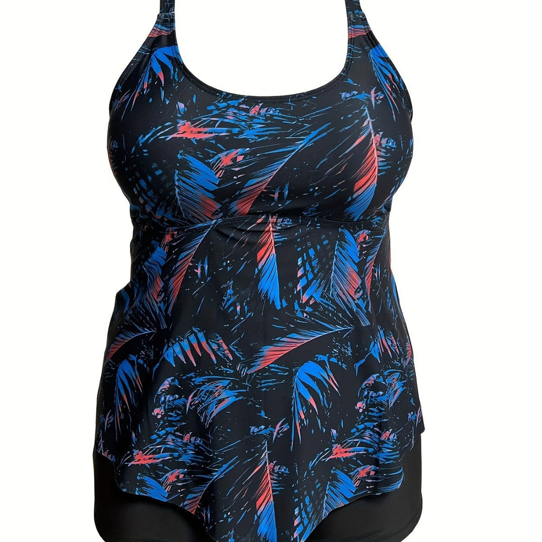 Damen Tankini-Oberteil mit fließendem Schnitt und hochwertigem floralem Design EB