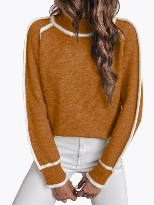 Damen Übergroße Strickpullover mit Stehkragen EB