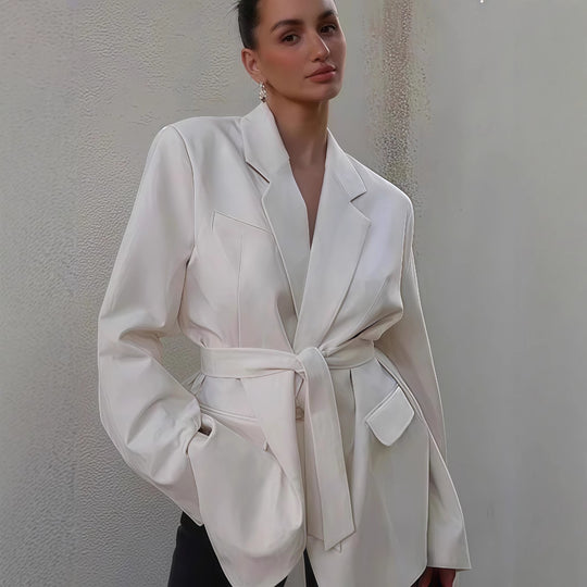 Damen Modischer Oversized Blazer mit Gürtel EB