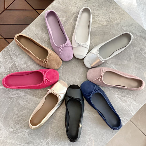 Damen Flache Ballerinas mit zierlichem Schleifenakzent EB