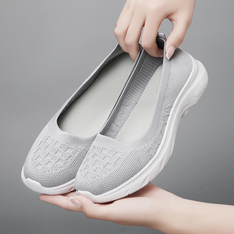 Damen nan Hybrid-Ballerina-Sneaker mit nahtlosem Strickobermaterial, ergonomischem Komfortfußbett und griffiger Laufsohle EB