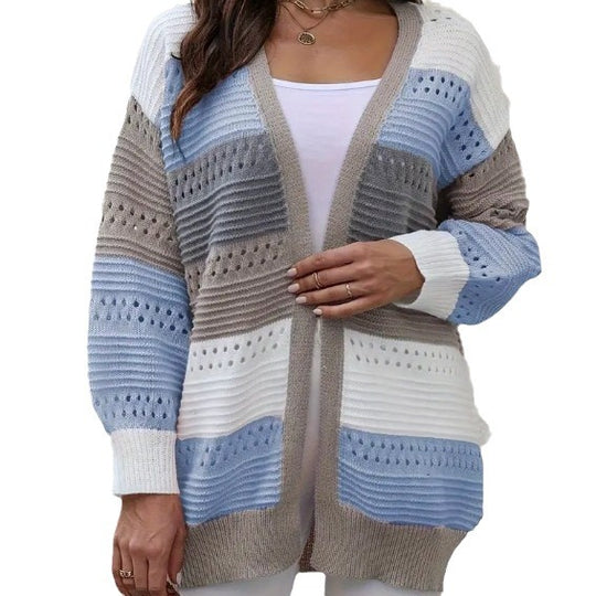 Damen modische Strickjacke mit einzigartigem Muster und lässigem Schnitt EB