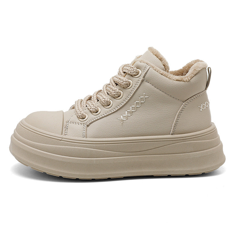 Damen modische High-Top Sneakers mit flauschigem Innenfutter und robuster Profilsohle EB