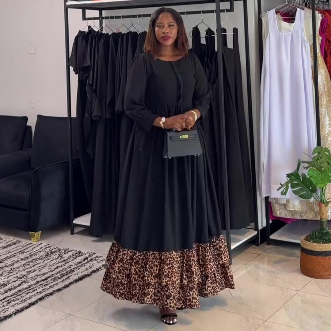 Damen Maxikleid mit schickem Rüschensaum und Knopfdetail EB
