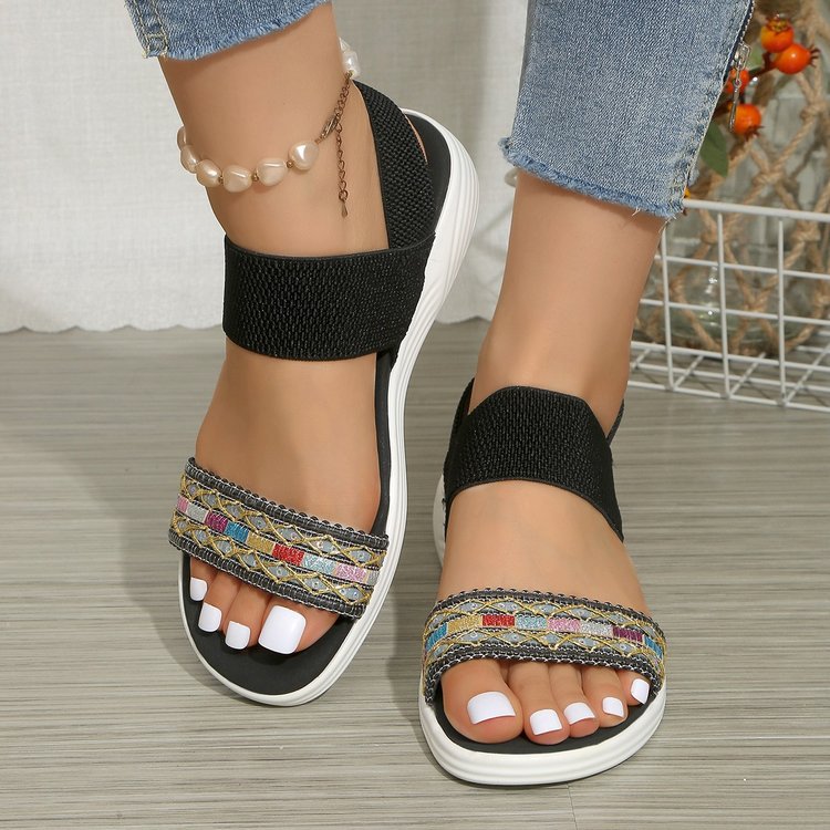 Damen Komfortable und modische Sandalen mit dekorativem Riemen EB