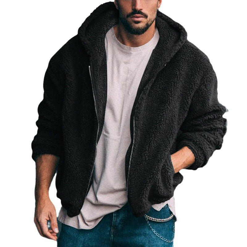 Herren Fleecejacke mit Kapuze und weich strukturiertem Innenfutter EB