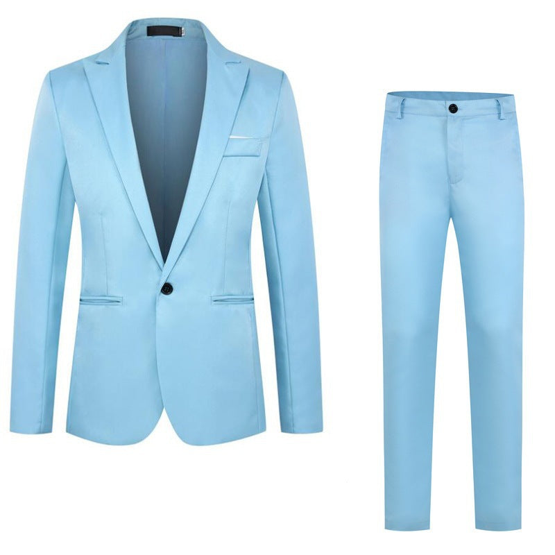 Herren nan tailliertes Anzugset aus feinem Satin mit schlanker Silhouette und Ein-Knopf-Sakko EB