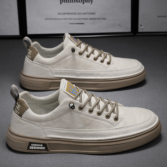 Herren Lederoptik-City-Sneaker mit gepolstertem Fersenkragen und langlebiger Plateau-Gummisohle EB