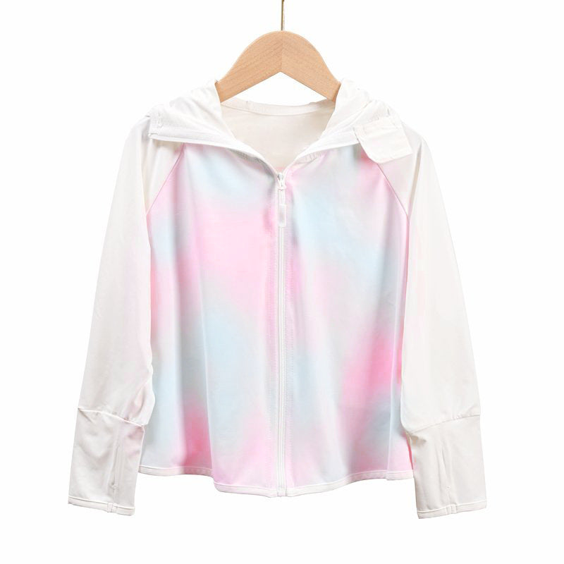 Damen leichte Sportjacke mit Kapuze und dezentem Motiv EB