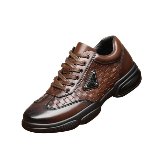 Herren Sportliche Sneaker aus hochwertigem Leder mit geflochtenen Details EB